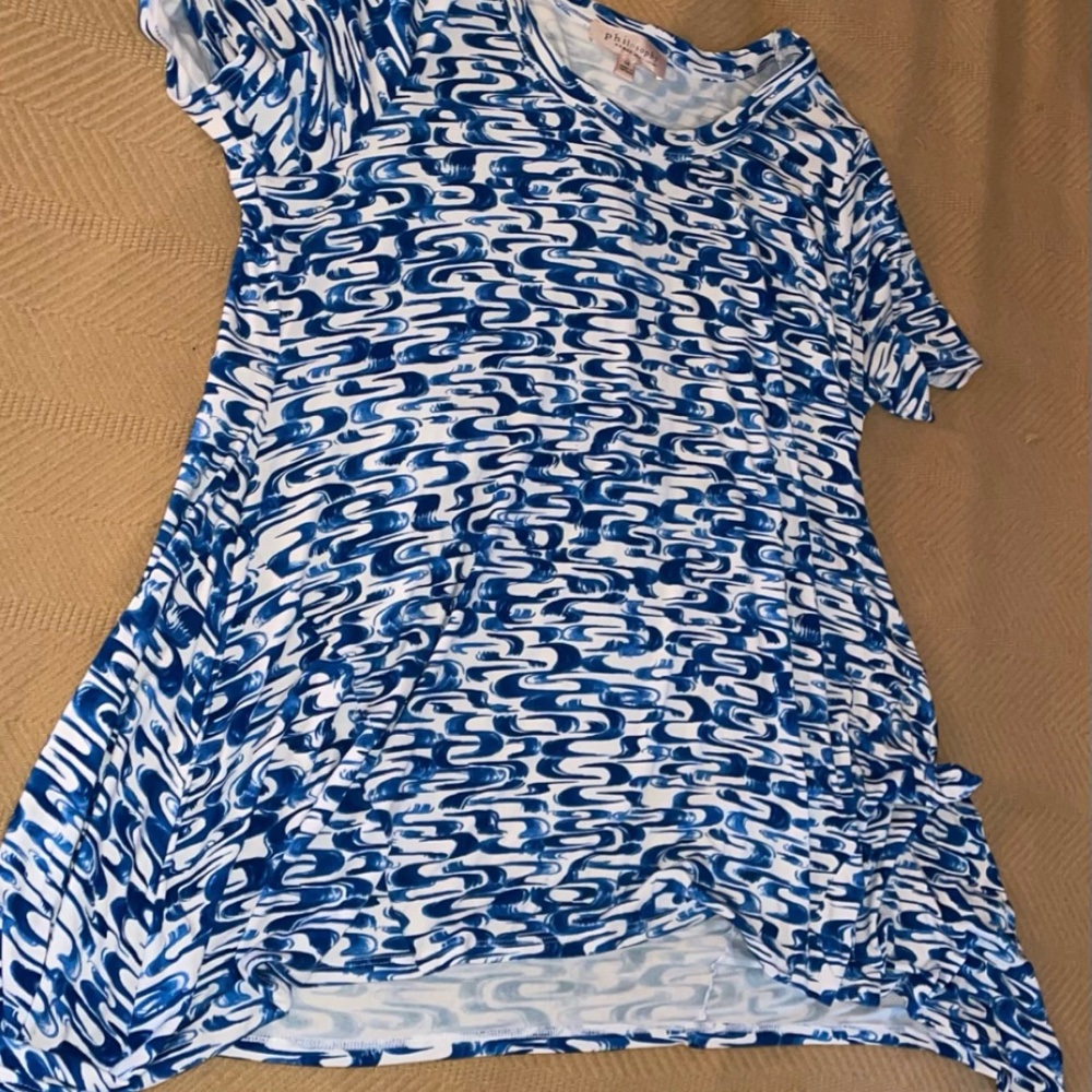 Women's Blue and White Blouse Size 1X